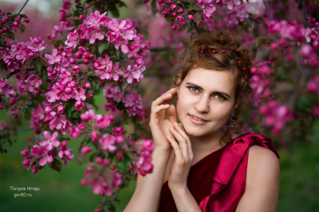 кристина лунева, фотосессия, вишня, коломенское, цветущие сады