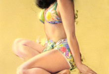 ROLF ARMSTRONG PIN-UP PRINT BROWN & BIGELOW PRETTY BATHING BEAUTY NANETTE 1940s